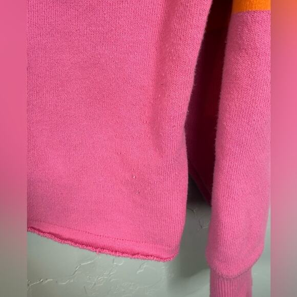 Aerie Striped Sweatshirt Cropped Casual Bright Pink Medium - Picture 7 of 10